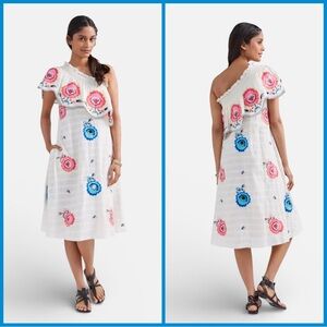 Anthropologie NWT Plenty by Tracy Reese Embroidered One-Shoulder Cream Large